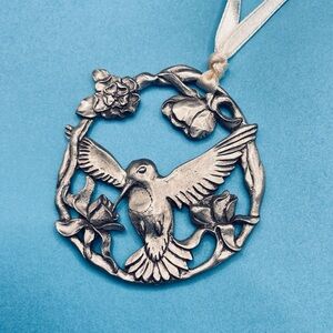 Vintage Pewter Hummingbird Double Sided Hanging By SEAGULL PEWTER Canada 1999